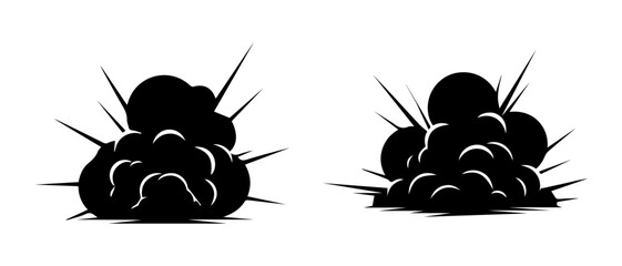 Explosion cloud shapes set black silhouette with explosion effect explosion silhouette abstract © Md