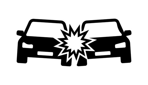 Car crash silhouette icon with accident collision transport silhouette emergency automotive