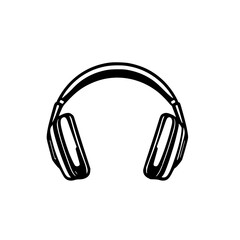 Fototapeta premium Headphones set with smooth modern contour and black vector silhouette featuring headphones, illustration, icon with line art and monochrome