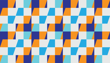Fototapeta premium Seamless geometric pattern with colorful abstract blocks in modern style.