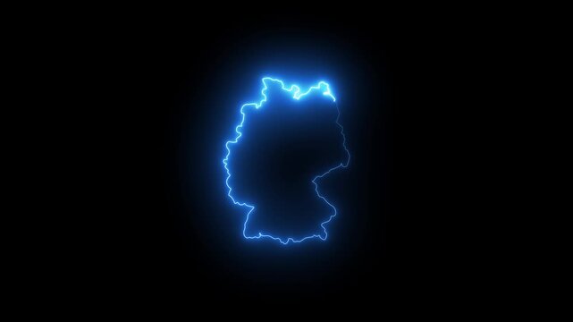Glowing blue germany map outline for travel and geography animation