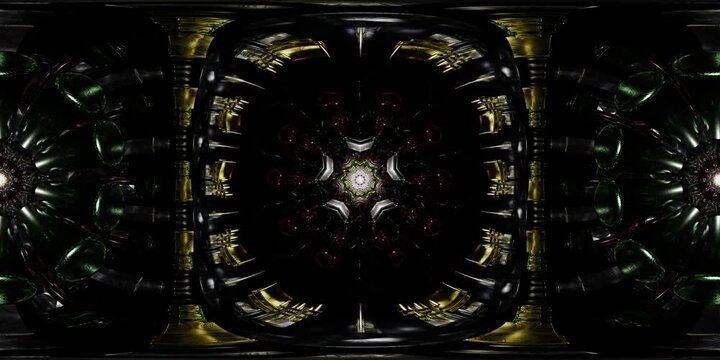 Immersive spiritual VR 360 mandala built in sacred geometry as equirectangular environment map and HDRI spherical dome loop for metaverse worlds and dynamic VJ projection