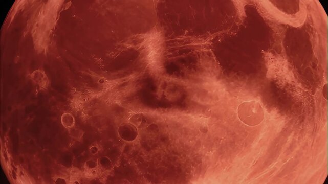 Red moon illuminating night sky, showcasing striking lunar eclipse detail against dark heavens, a dramatic celestial spectacle of deep crimson light.