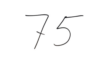 Fototapeta premium Handwritten number seventy five sketch on paper