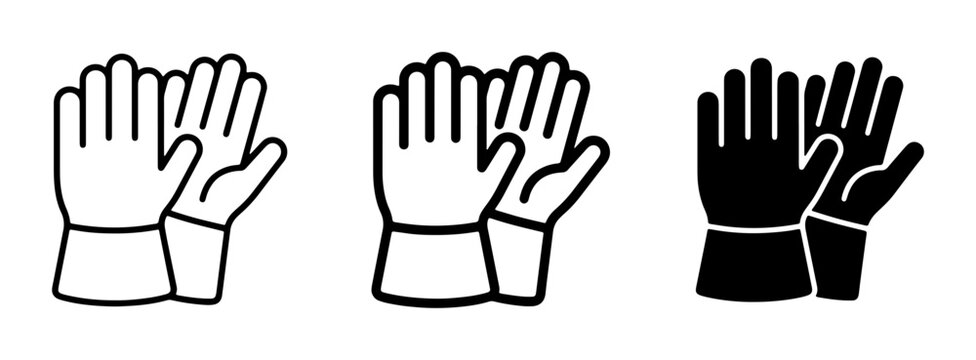 Work Gloves Icons, Safety Hand Protection Vector Set, Protective Gear Symbols for Industrial and Outdoor Use