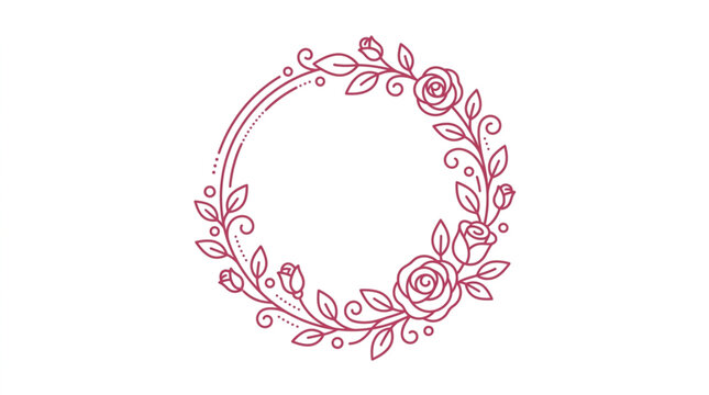 Elegant Rose Wreath with Leaves and Buds.