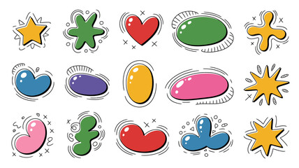 Obraz premium Collection Of Colorful Organic Shapes Vector Illustration On White Background abstract blob curved forms graphic design element bright vibrant playful whimsical