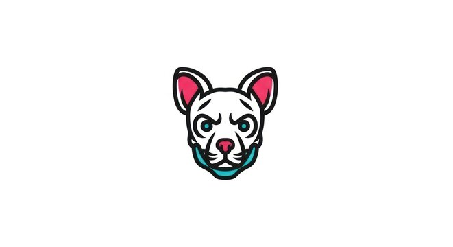 Grumpy white dog head mascot illustration