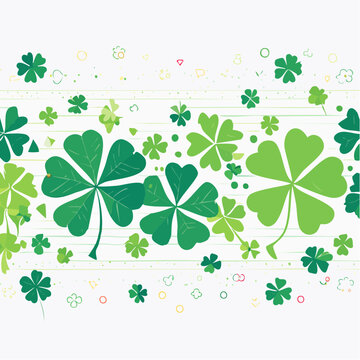 Green Clover Pattern with Four-Leaf Clovers