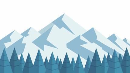 Mountain range and coniferous trees vector illustration with a white background mountains mountainscape mountainous peak summits evergreens pine fir forest woodland © Iconhub