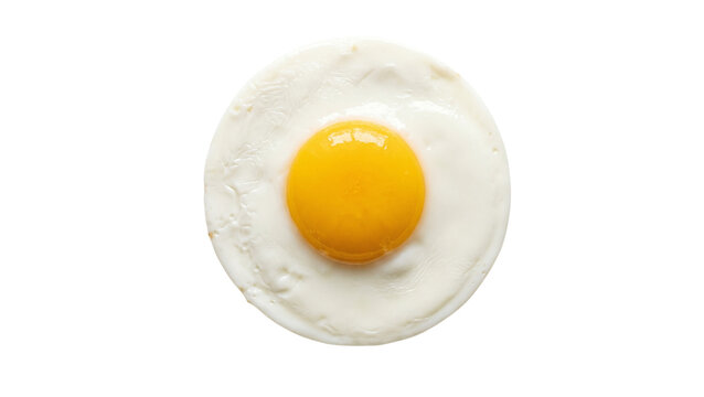 Fried egg with bright yellow yolk on transparent background