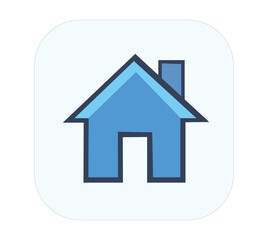 Obraz premium Blue house icon on light blue rounded square background