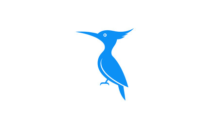 Blue Hoopoe Bird Silhouette Logo Icon on White Background © purnama