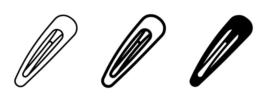 Hair Clip Vector Icons: Simple Line Art, Outline, and Solid Black Styles for Fashion and Beauty Graphics