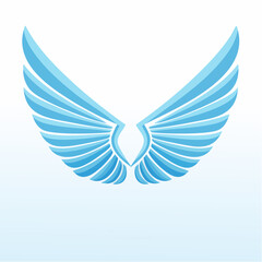Fototapeta premium Stylized Blue Angel Wings Logo