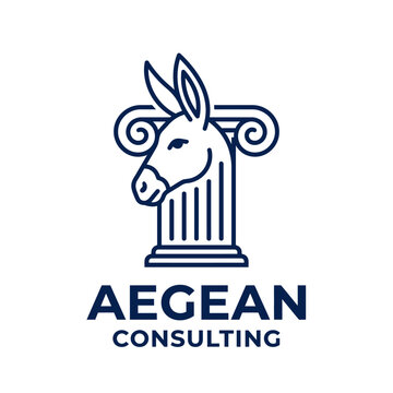 Logo features a stylized donkey head within a classical pillar with text