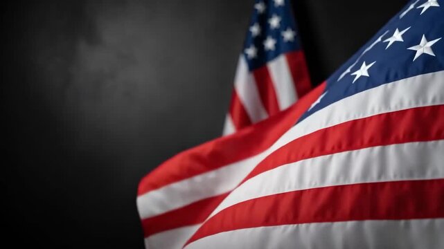 Close-up of the waving american flag with stars and stripes
