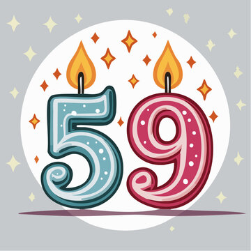 Birthday Candles Number 59 with Sparkles