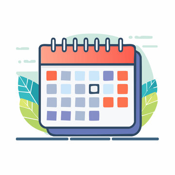 Flat Design Calendar Icon with Leaves