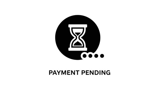 Payment pending hourglass symbol representing waiting delay processing time management