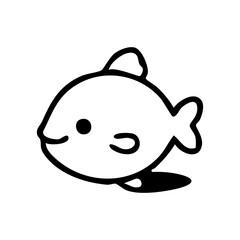 Cute Little Fish Vector Illustration, Minimalist Clipart of a Small Round Ocean Fish with Fins for Toddler Activity Books and Basic Pattern Design, Isolated on White Background