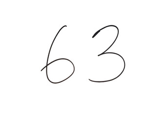 Obraz premium Handwritten number sixty three on paper