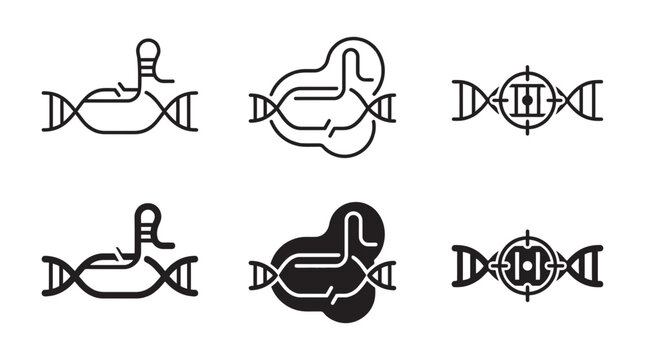 Rna structure interacting with DNA and genetic sequence icons molecule biotechnology research structure