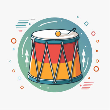 Illustration of a colorful drum with a drumstick