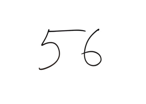 Handwritten number fifty six on paper