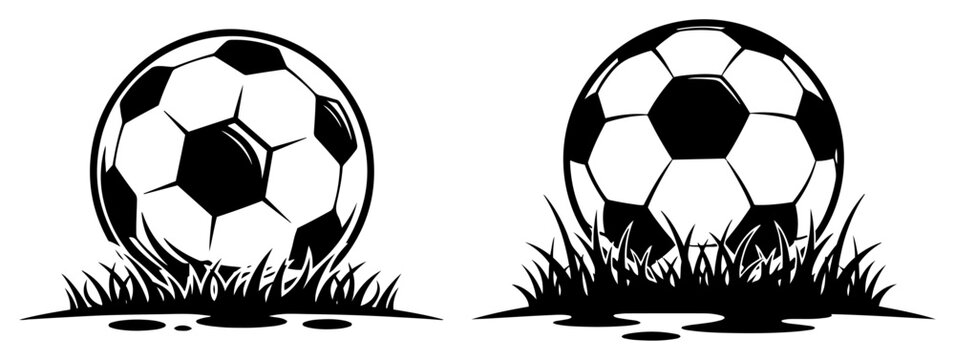 Soccer ball resting on grass field with water splashes vector illustration