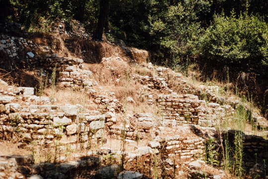 Ancient stone ruins in Butrint National Park, Albania
