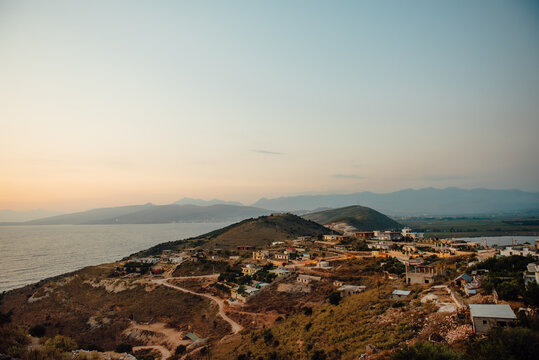 Evening view over Monastery of St. George near Ksamil