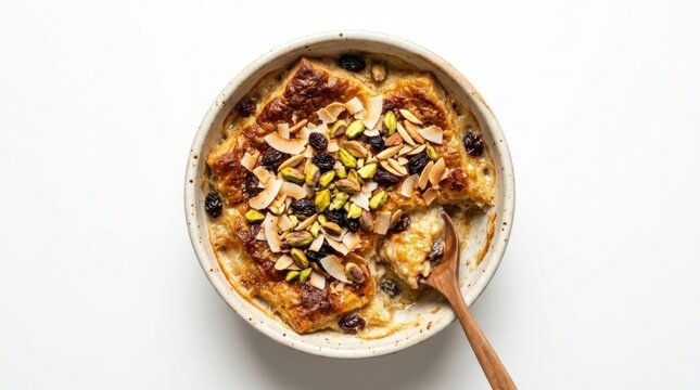 Delicious homemade bread pudding dessert.