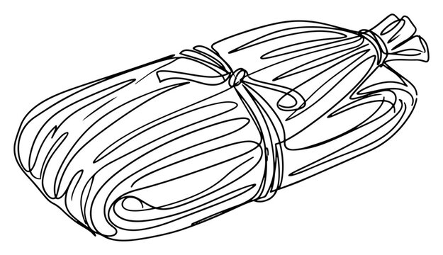Tamales wrapped in corn husks minimalist continuous one line drawing style