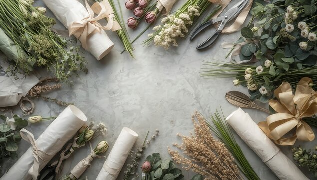 Rama de abeto verde con decoraciones navide&ntilde;as y vela sobre hierba fresca de invierno