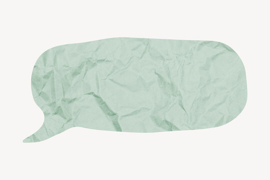 Green speech bubble, paper texture