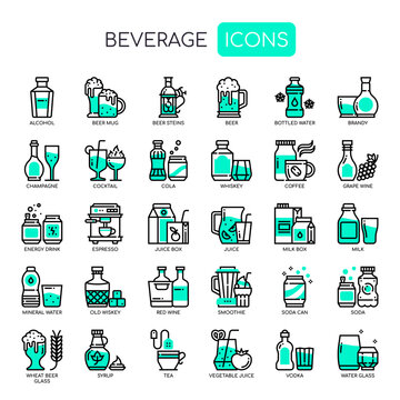Beverage , Thin Line and Pixel Perfect Icons