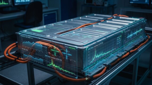 B2B technical concept of heavy-duty power electronics and energy control.