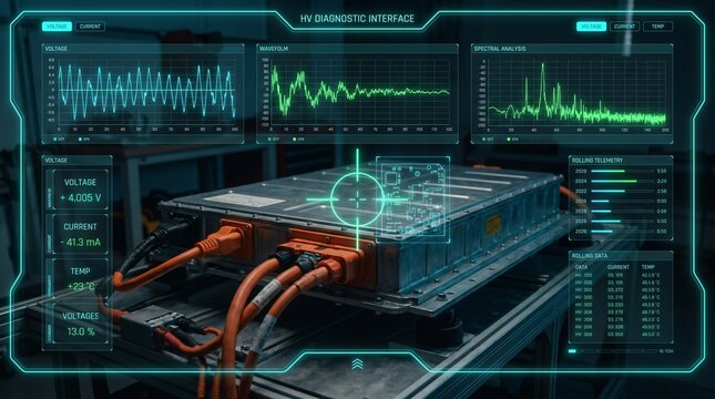 B2B technical concept of heavy-duty power electronics and energy control.