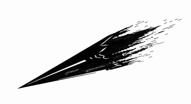 Dynamic abstract black brush stroke dissolving into motion
