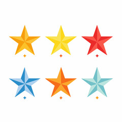Obraz premium Set of Six Colorful Star Icons