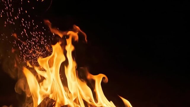 Fierce flames dancing in the night sky