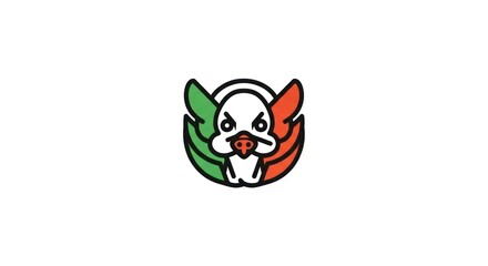 Fototapeta premium Stylized farm animal head icon with colorful accents