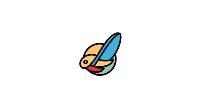 Minimalist colorful round bird logo design