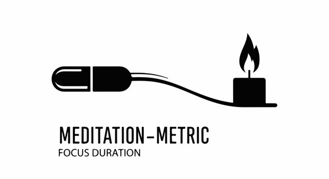 Conceptual illustration of a pill connected to a candle flame, symbolizing focus duration in meditation.