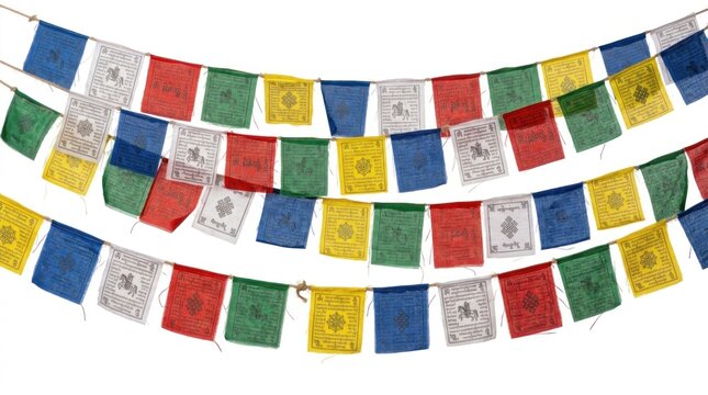 Buddhist Prayer Flags in Windy Conditions.