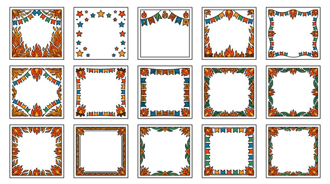 Set of decorative christmas frames with holly and berries for holidays