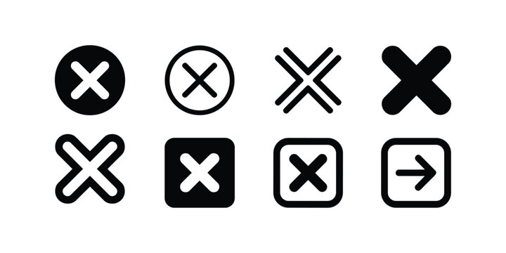 Black and white x marks and arrows on white background cross vector illustration isolated on white background