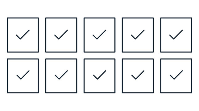 Set of check marks in boxes indicating completion or approval