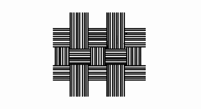 Abstract geometric pattern of interwoven dark and light stripes on a white background
